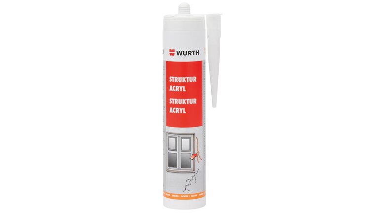 Eine Kartusche Strukturacryl von Würth stehend